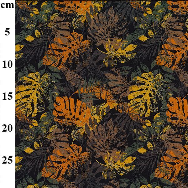 Pure Cotton Prints Floral Prints Autumn Leaves on Black CP1040