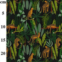Pure Cotton Prints Floral Prints Jungle Leopard On Black CP0896