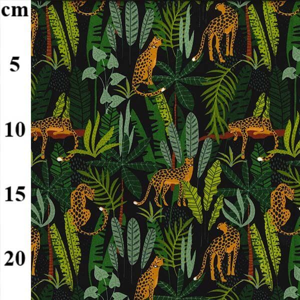 Pure Cotton Prints Floral Prints Jungle Leopard On Black CP0896