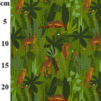 Pure Cotton Prints Floral Prints Jungle Leopard on Green CP0896