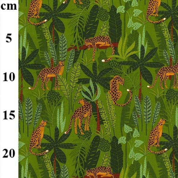 Pure Cotton Prints Floral Prints Jungle Leopard on Green CP0896