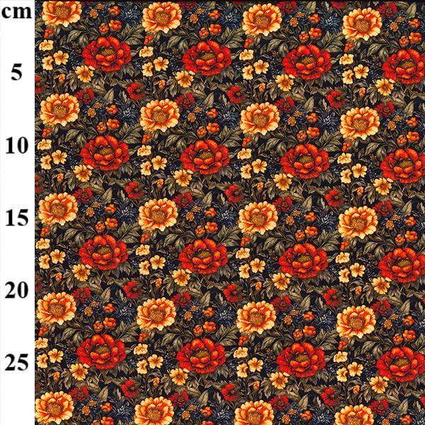 Pure Cotton Prints Floral Prints Poppies Orange Hues CP1049
