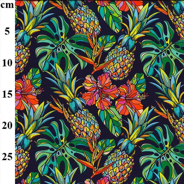 Pure Cotton Prints Floral Prints Tropical On Navy CP1041