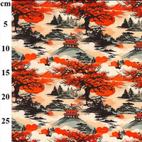 Pure Cotton Prints Novelty And Misc. Prints Abstract Japanese Temple CP1037
