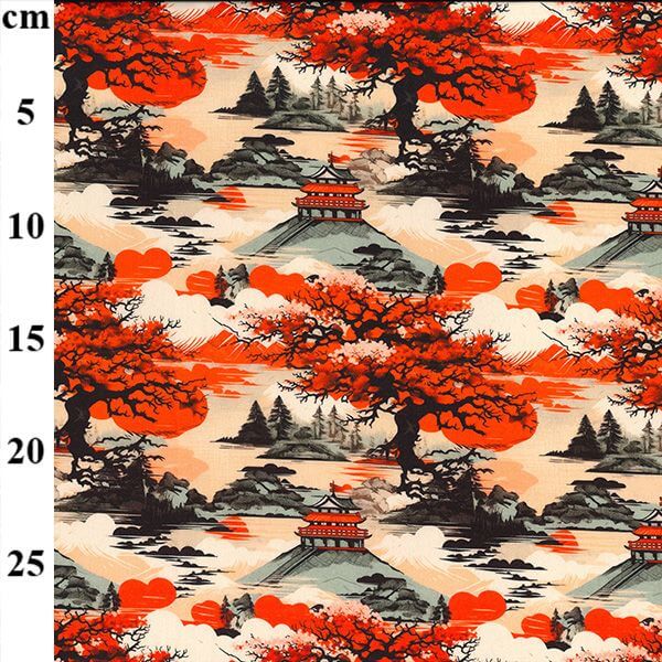 Pure Cotton Prints Novelty And Misc. Prints Abstract Japanese Temple CP1037