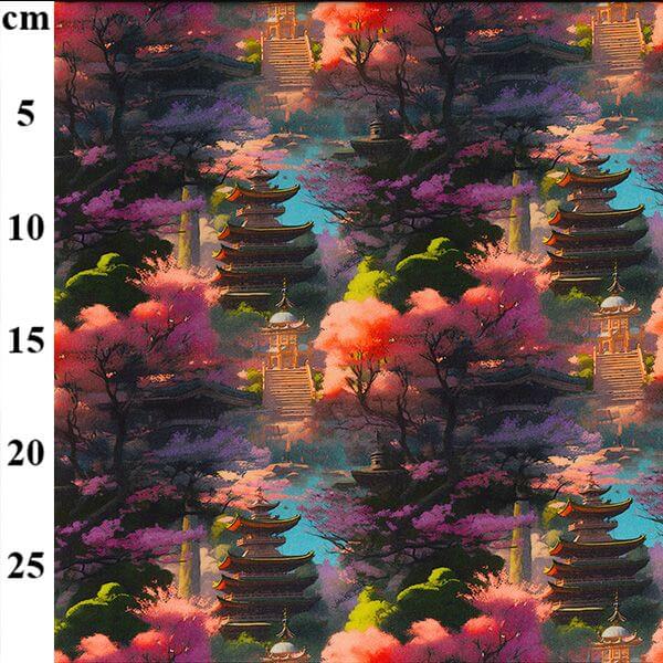 Pure Cotton Prints Novelty And Misc. Prints Colourful Japanese Temple CP1038