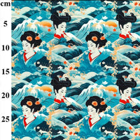 Pure Cotton Prints Novelty And Misc. Prints Geisha Head Blue CP1022