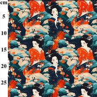 Pure Cotton Prints Novelty And Misc. Prints Geisha Head Orange CP1023