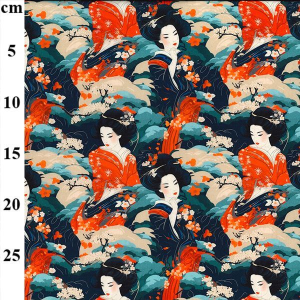 Pure Cotton Prints Novelty And Misc. Prints Geisha Head Orange CP1023