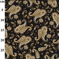 Pure Cotton Prints Novelty And Misc. Prints Gold Paisley with Gold flecks on Black CP0958