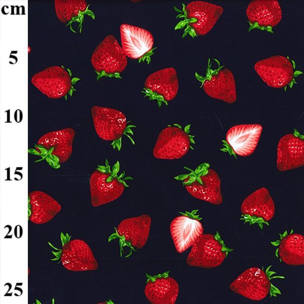 Pure Cotton Prints Novelty And Misc. Prints Strawberry on Navy CP0905
