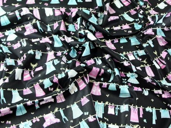 Pure Cotton Prints Novelty And Misc. Prints Washing Line on Black