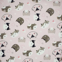 Pure Cotton Prints Childrens And Animal Prints Cat Faces on Light Pink CP2\9