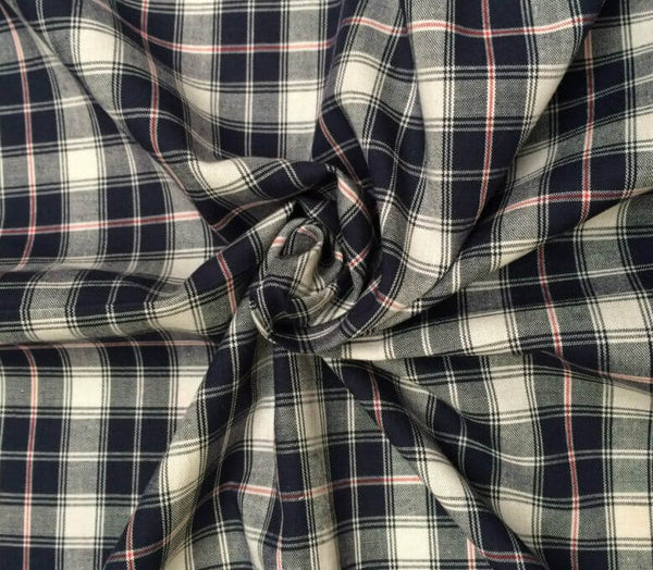Tartans Cotton Check Navy Blue & Ivory CT3