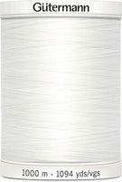 Threads Black And White 1000 Metre Thread Reel White 1000m Gutermann Sew-All