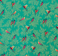 Velvet Printed Green Birds