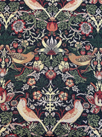 William Morris Upholstery Strawberry Thief on Black