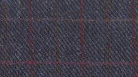 Wool And Tweed Harris Tweed 150 Herringbone Dark Blue Herringbone with Red Overcheck HT-150-23