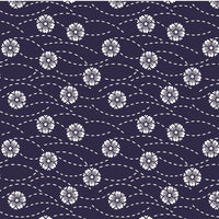 Pure Cotton Craft Kimono by Stuart Hillard Blue With White Flowers Wave 2356-05