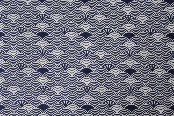 Pure Cotton Craft Kimono by Stuart Hillard Dark Blue White Fans 2356-07