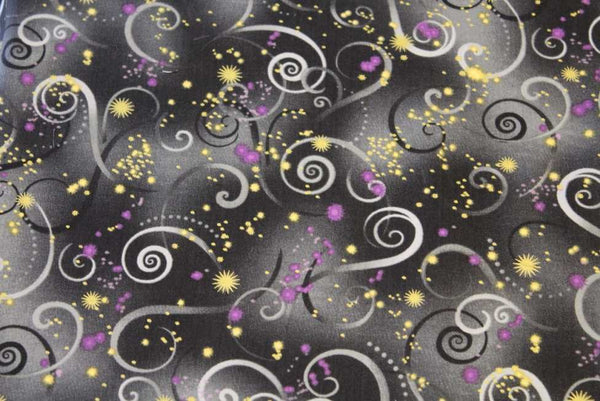 Pure Cotton Craft Dragonfly Dance by Kanvas Studio Swirling Sky Charcoal Grey 8500M-11