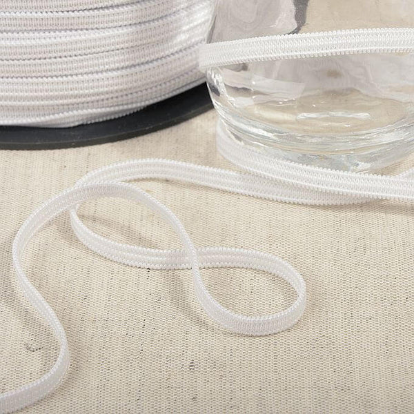 Haberdashery Elastic Braided Elastic 5mm White Soft Braided Elastic