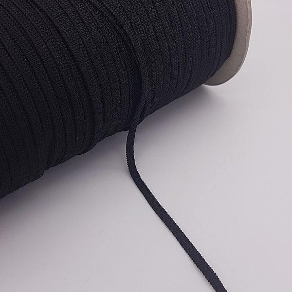 Haberdashery Elastic Knitted Elastic 4mm Black Knitted Elastic Latex Free