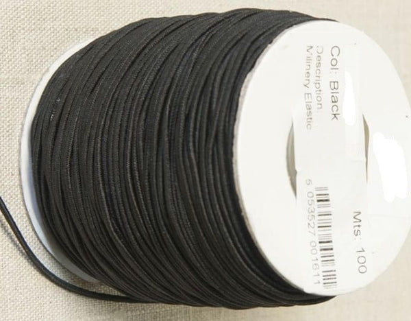 Haberdashery Elastic Round Elastic 1mm Black Round Elastic