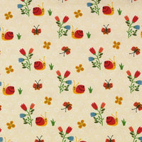 Jersey and Stretch Cotton Jersey Prints Cute snail and tulips on ivory