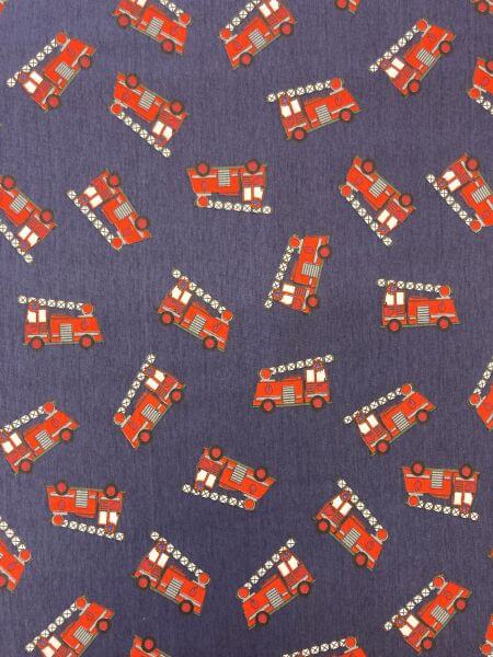 Jersey and Stretch Cotton Jersey Prints Fire engine on blue