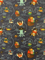 Jersey and Stretch Cotton Jersey Prints Pirates on blue