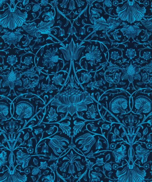 Liberty Fabrics Silk Crepe de Chine Bright Blue Floral on Dark Blue - Lodden Wood