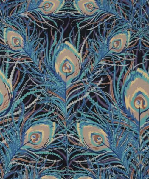 Liberty Fabrics Silk Crepe de Chine Light Feather with Grey, Blue and Purple hues - Juno