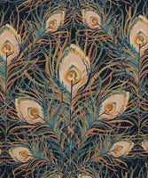 Liberty Fabrics Silk Crepe de Chine Light Feather with Mustard, Green and Blue hues - Juno