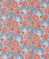 Liberty Fabrics Silk Crepe de Chine Red Poppy with Blue Stem