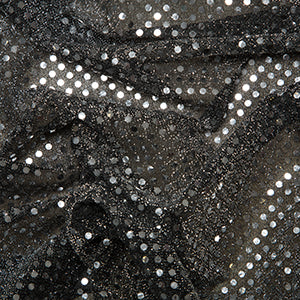 Nets And Fancy Dress Sequin Fabric 3mm Sequins Black And Silver