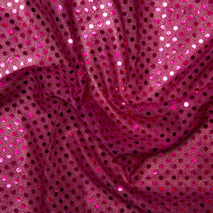 Nets And Fancy Dress Sequin Fabric 3mm Sequins Cerise