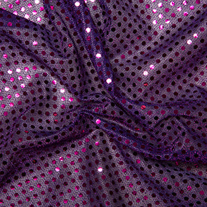 Nets And Fancy Dress Sequin Fabric 3mm Sequins Purple