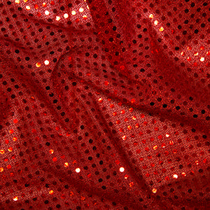 Nets And Fancy Dress Sequin Fabric 3mm Sequins Red