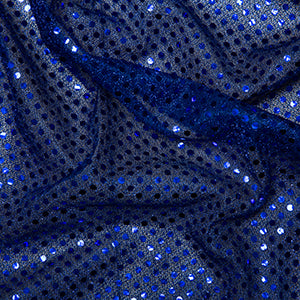 Nets And Fancy Dress Sequin Fabric 3mm Sequins Royal Blue