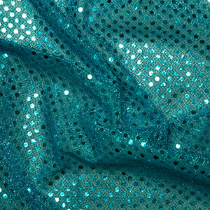 Nets And Fancy Dress Sequin Fabric 3mm Sequins Turquoise