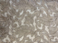 Occasion Fabrics Devore, Lace And Pleated Guipure Lace with scalloped edge