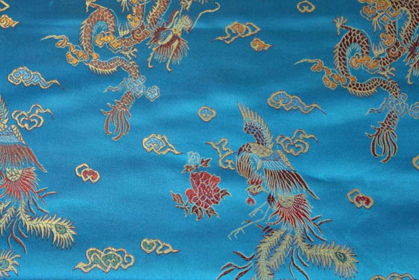 Polyester Satin Chinese Chinese Dragon Turquoise