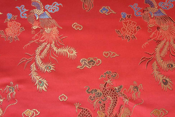 Polyester Satin Chinese Chinese Dragon Red