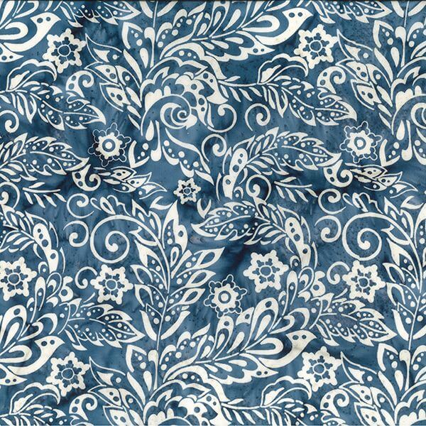 Pure Cotton Batiks Hand Printed Blue Leaf JLB0267