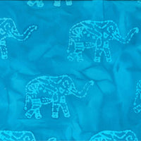 Pure Cotton Batiks Hand Printed Elephants on Light Blue JLB0251