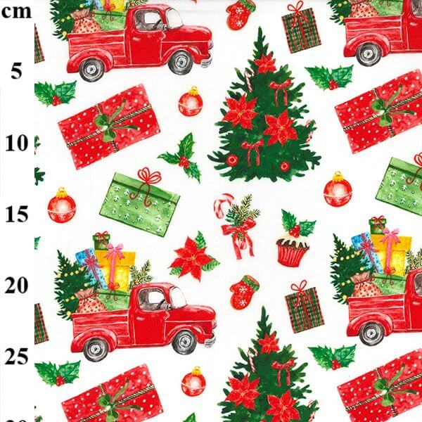 Pure Cotton Christmas Christmas Digital Prints Festive Red Truck Present Gift Christmas Tree DP0025