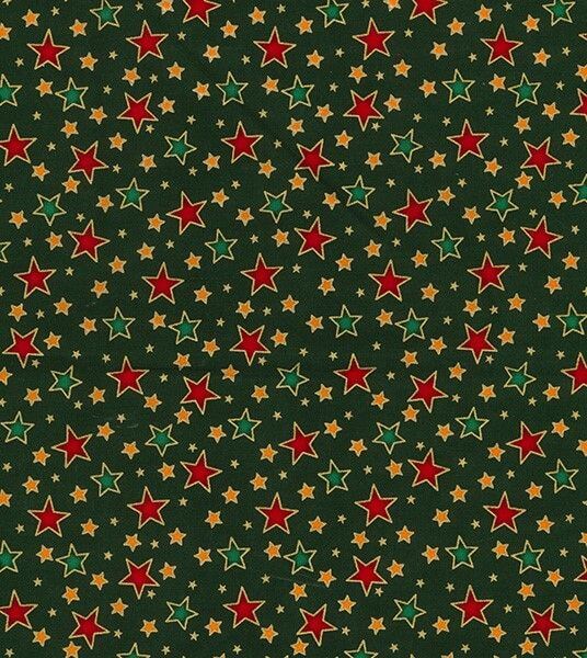 Pure Cotton Christmas Cotton Prints Multi stars on green P352