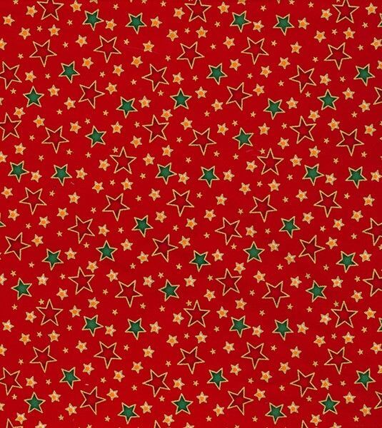 Pure Cotton Christmas Cotton Prints Multi stars on red P352