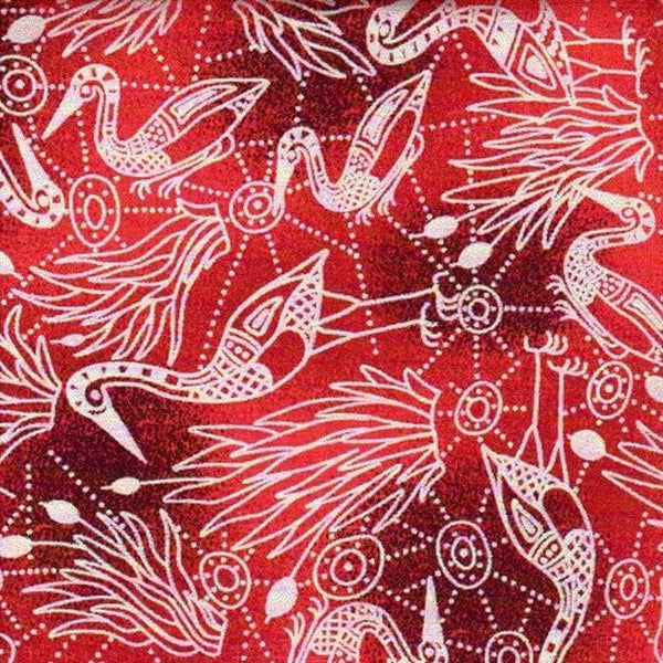Pure Cotton Craft Brolga Dreaming by Nambooka Brolga Dreaming Red G911.1